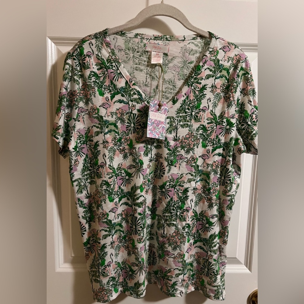 NWT Stella Parker pink flamingo top. Size M